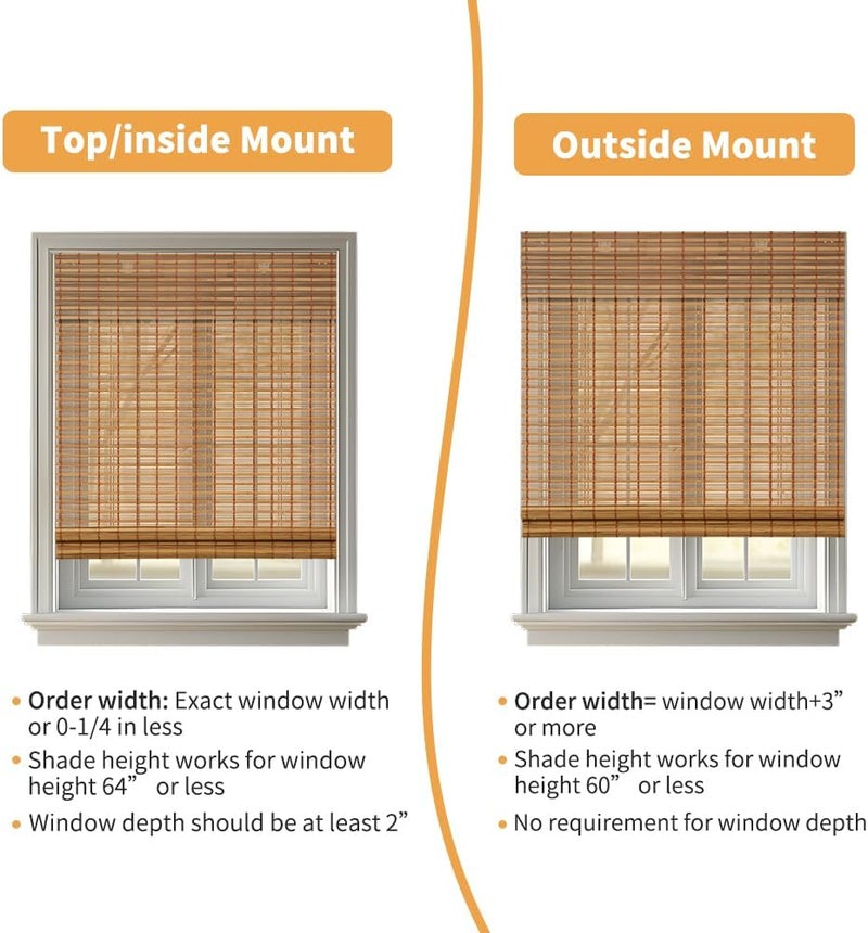 SMONTER Bamboo Roman Shades for Windows-Cordless Wooden Woven Blinds Light Filtering Bamboo Roll up Shades UV Protection and Easy Set up for Door and Countryhouse, 36" W x 64" H, Deer - Image 5